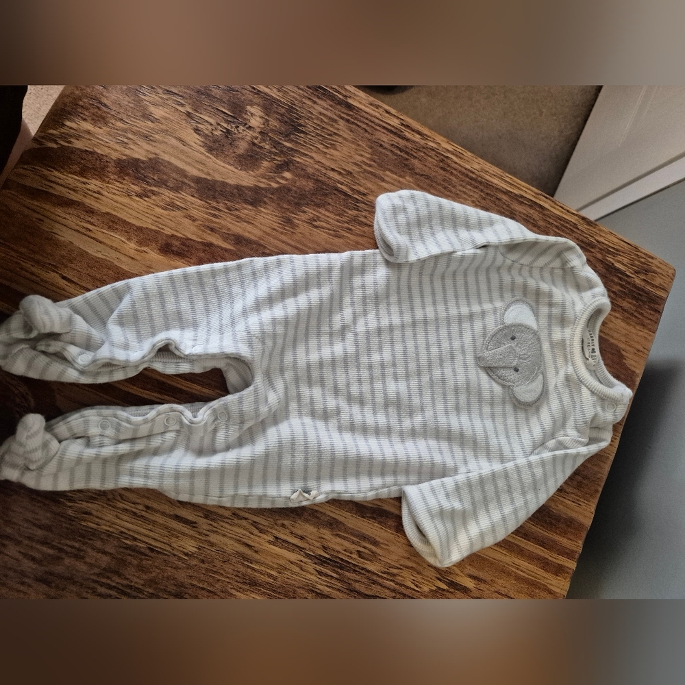 Striped Baby Onesie with Elephant Design